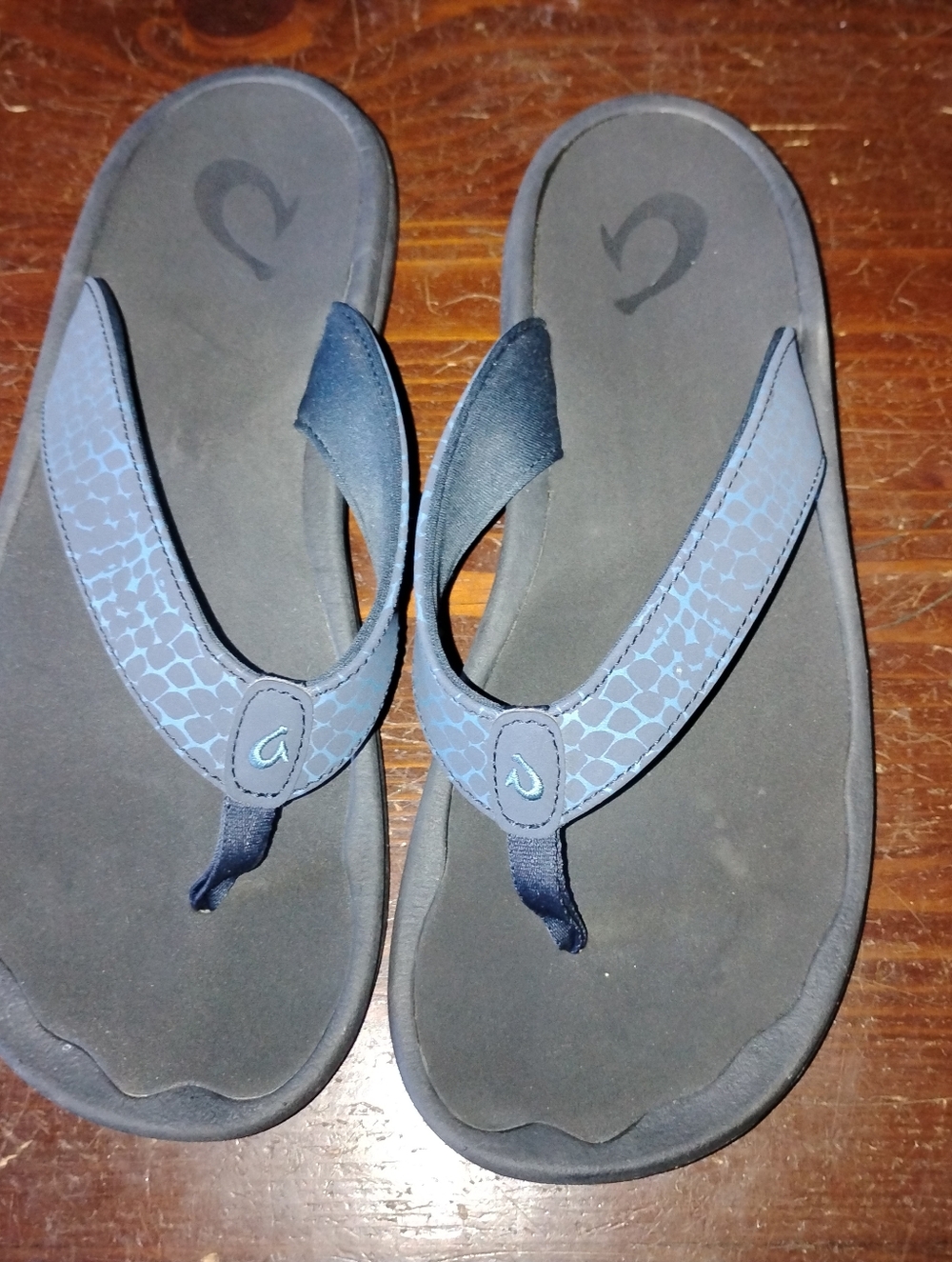 EUC OluKAi Blue And Black Flips Flops Size 9 - Picture 7 of 7